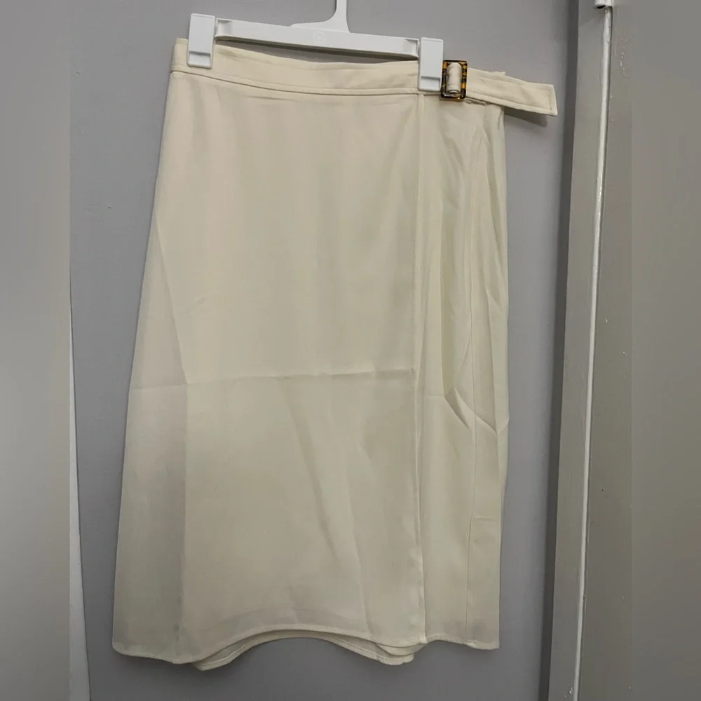 Max Studio Cream Wrap Midi Skirt with Buckle